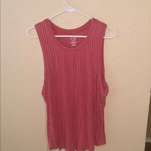 Ribbed Sleeveless Tank Top - Pink